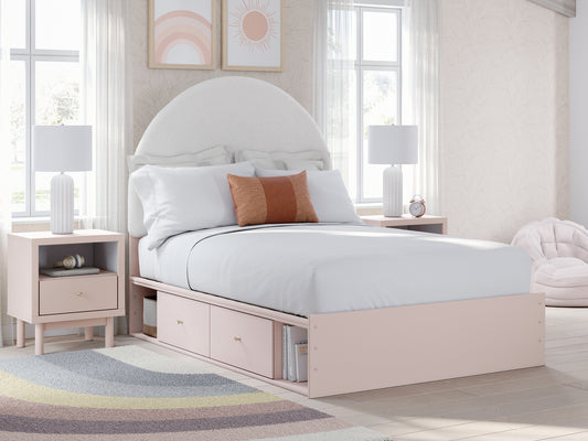 Cama tapizada con paneles y almacenamiento Wistenpine