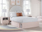 Cama tapizada con paneles y almacenamiento Wistenpine