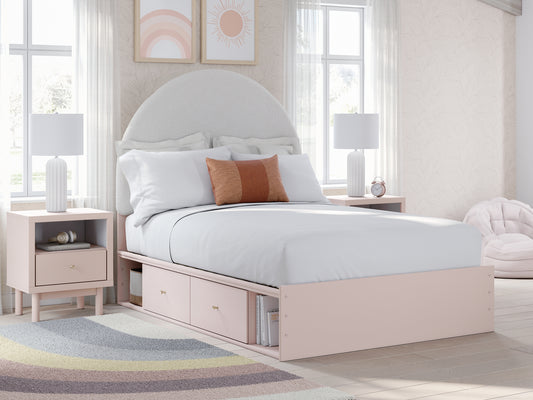 Cama tapizada con paneles y almacenamiento Wistenpine