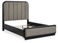 Cama tapizada Rowanbeck con paneles y tocador con espejo