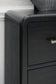 Cama tapizada Rowanbeck con paneles y tocador con espejo