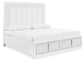 Cama tapizada Chalanna con almacenaje y tocador con espejo