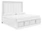 Cama tapizada Chalanna con almacenaje y tocador con espejo