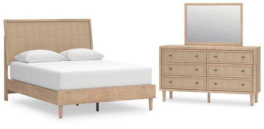 Cama con paneles Cielden y tocador con espejo