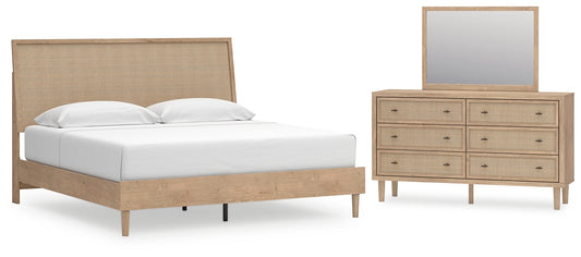 Cama con paneles Cielden y tocador con espejo