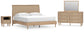 Cama con paneles Cielden, cómoda con espejo y mesita de noche