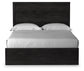 Cama con paneles Belachime, cómoda con espejo y arcón