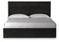 Cama con paneles Belachime, cómoda con espejo y arcón