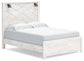 Cama Gerridan con paneles, cómoda con espejo y mesita de noche