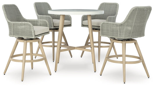 Mesa de bar para exteriores y 4 taburetes Seton Creek