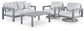 Loveseat de exterior Hurley Park y dos sillones con mesa de centro