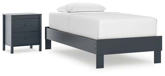 Cama de plataforma Simmenfort con mesita de noche