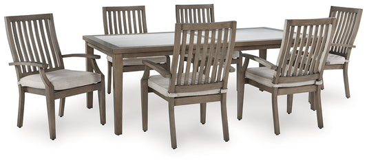 Mesa de comedor para exteriores Rainier Ranch y 6 sillas