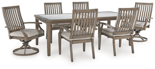 Mesa de comedor para exteriores Rainier Ranch y 6 sillas