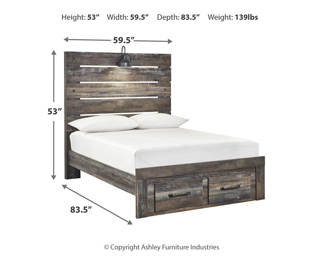 Cama con paneles Drystan y 2 cajones de almacenamiento