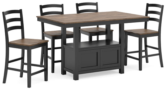 Mesa de comedor Wildenauer de altura de mostrador y 4 taburetes