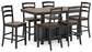 Mesa de comedor Wildenauer de altura de mostrador y 6 taburetes