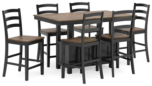 Mesa de comedor Wildenauer de altura de mostrador y 6 taburetes