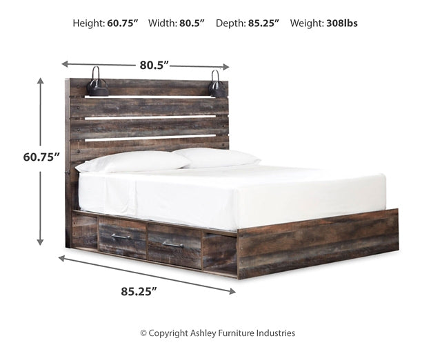 Cama con paneles Drystan y 4 cajones de almacenamiento