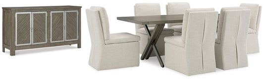 Mesa de comedor Krystanza y 6 sillas con almacenamiento