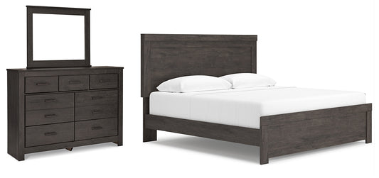 Cama con paneles Brinxton y tocador con espejo