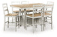 Mesa de comedor de altura de mostrador Purlaney y 6 taburetes