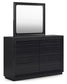 Londer  Panel Bed With Mirrored Dresser And Nightstand