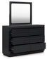 Londer  Panel Bed With Mirrored Dresser And Nightstand
