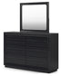 Londer  Panel Bed With Mirrored Dresser And Nightstand