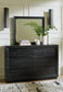 Londer  Panel Bed With Mirrored Dresser And Nightstand