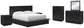 Londer  Panel Bed With Mirrored Dresser, Chest And 2 Nightstands