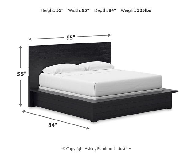 Londer  Panel Bed With Mirrored Dresser, Chest And 2 Nightstands