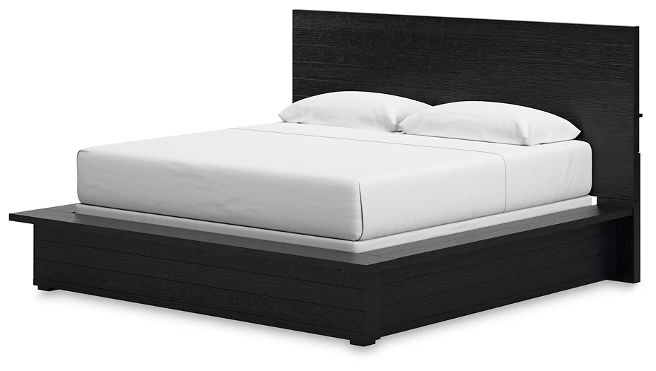 Londer  Panel Bed With Mirrored Dresser And 2 Nightstands