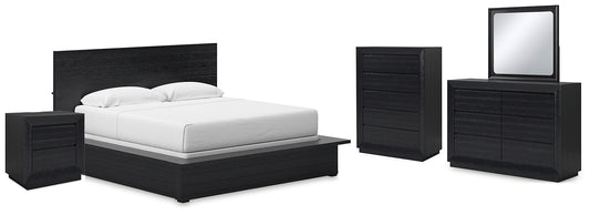 Londer California  Panel Bed With Mirrored Dresser, Chest And Nightstand