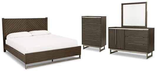 Arkenton  Panel Bed With Mirrored Dresser And Chest