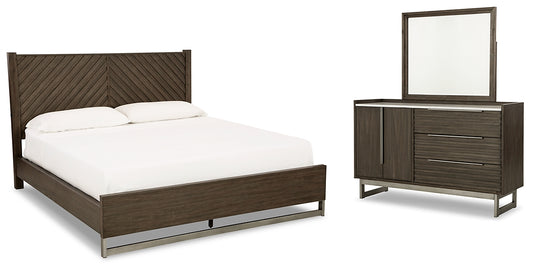 Arkenton California  Panel Bed With Mirrored Dresser