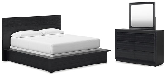 Londer California  Panel Bed With Mirrored Dresser