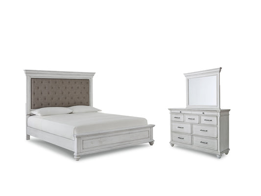 Kanwyn  Panel Bed With Mirrored Dresser
