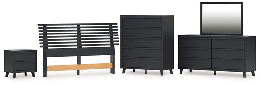 Danziar  Panel Headboard With Mirrored Dresser, Chest And Nightstand
