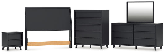 Danziar  Panel Headboard With Mirrored Dresser, Chest And Nightstand