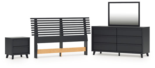 Danziar  Panel Headboard With Mirrored Dresser And Nightstand