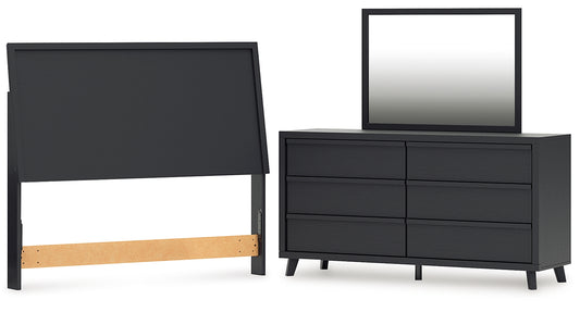 Danziar  Panel Headboard With Mirrored Dresser