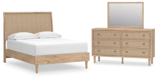 Cama con paneles Cielden y tocador con espejo