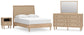 Cama con paneles Cielden, cómoda con espejo y mesita de noche