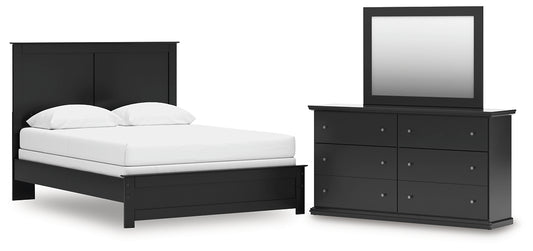 Panel Bed With Mirrored Dresser