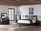 Panel Bed With Mirrored Dresser And Nightstand