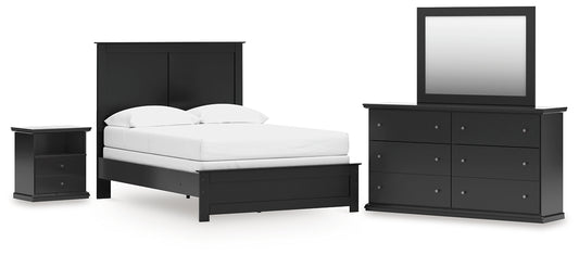 Panel Bed With Mirrored Dresser And Nightstand