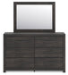 Hollivern  Panel Bed With Mirrored Dresser, Chest And Nightstand