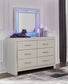 Zyniden  Upholstered Panel Headboard With Mirrored Dresser And Nightstand
