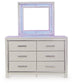 Zyniden  Upholstered Panel Headboard With Mirrored Dresser
